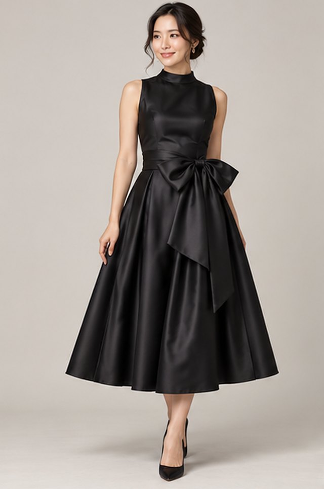 Self-Portrait Black Bow Midi Dress